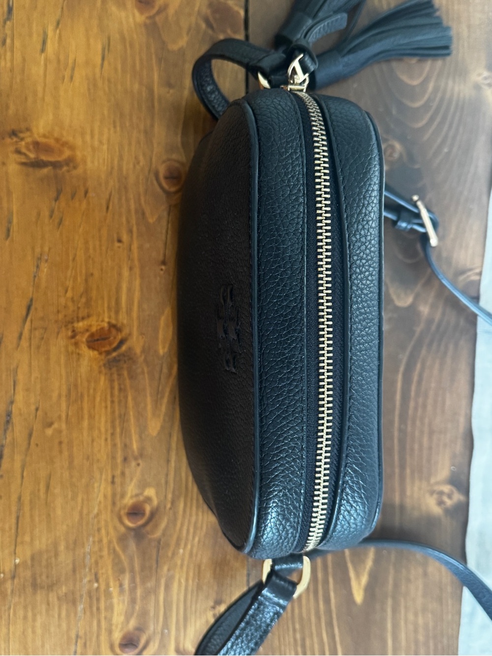 Tory Burch Black Leather Crossbody Bag with Tassel - Picture 6 of 6